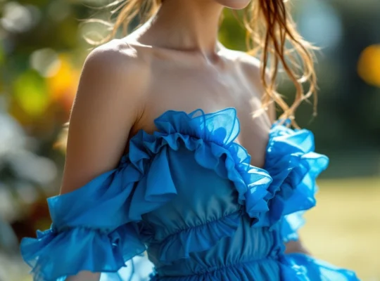 Robe bleu électrique à volants : tendance ou audace vestimentaire ?