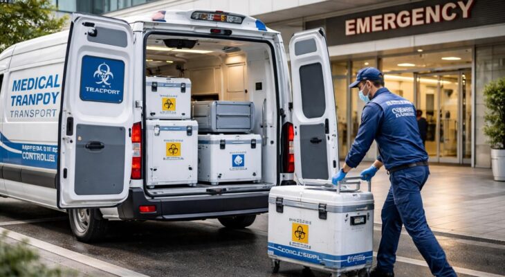 Transport de matériel médical avec les normes pharmaceutiques et livraison urgente